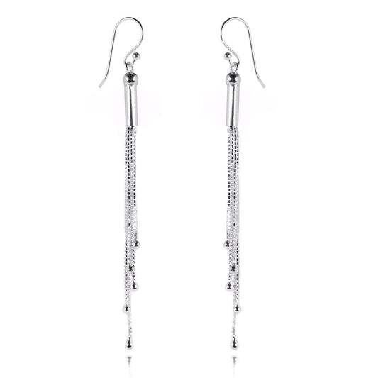 Sterlingsilber Kastenkette Quaste Chandelier Ohrringe
