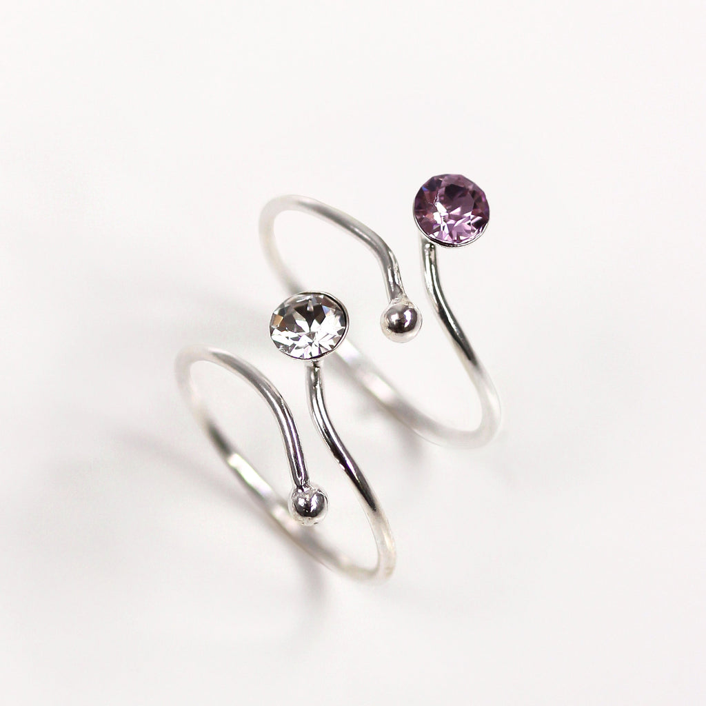 Verstellbarer Sterlingsilber Zehenring mit 4 mm Kristall CZ