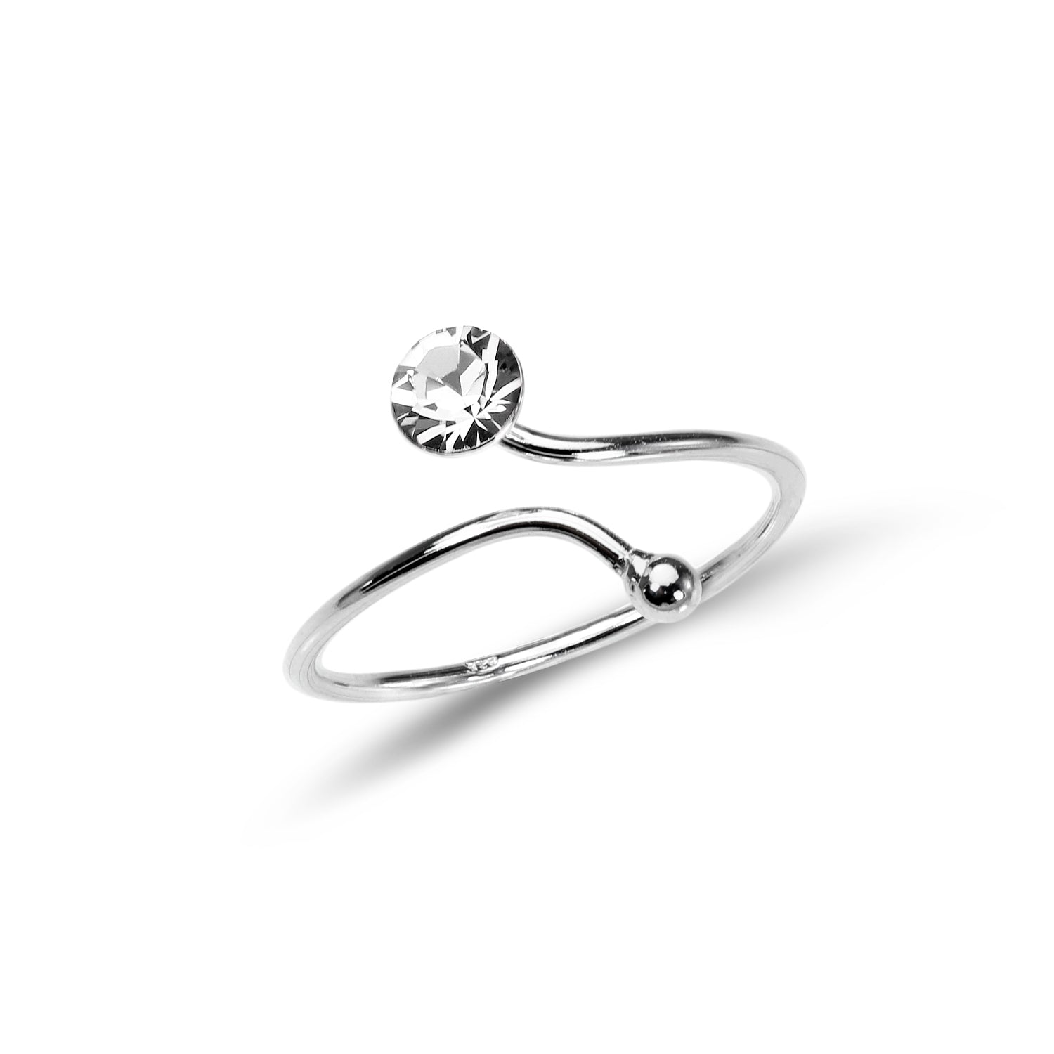 Verstellbarer Sterlingsilber Zehenring mit 4 mm Kristall CZ