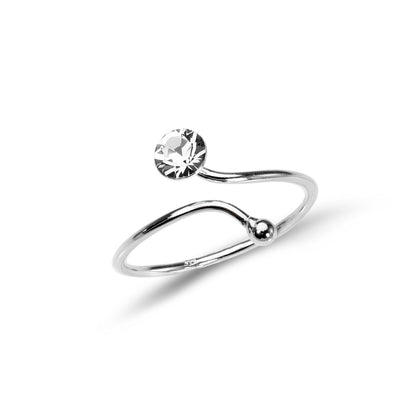 Verstellbarer Sterling Silber Zehenring mit 4mm Kristall CZ
