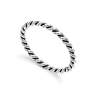 Sterlingsilber 2 mm Stapelring mit gedrehter Kordel – Größen I-U