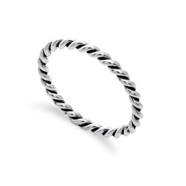 Sterlingsilber 2 mm Stapelring mit gedrehter Kordel – Größen I-U