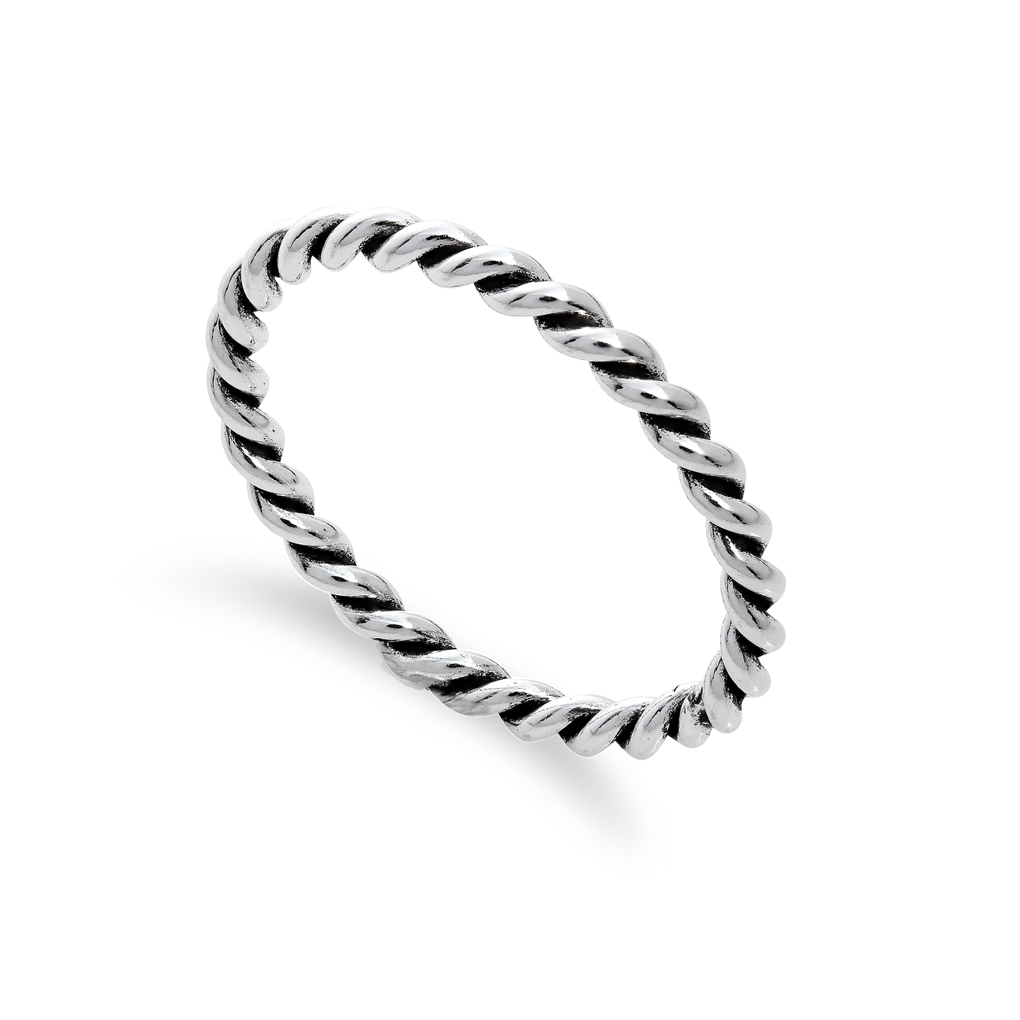 Sterling Silber 2 mm Stapelring mit gedrehter Kordel – Größen I-U