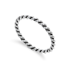 Sterlingsilber 2 mm Stapelring mit gedrehter Kordel – Größen I-U