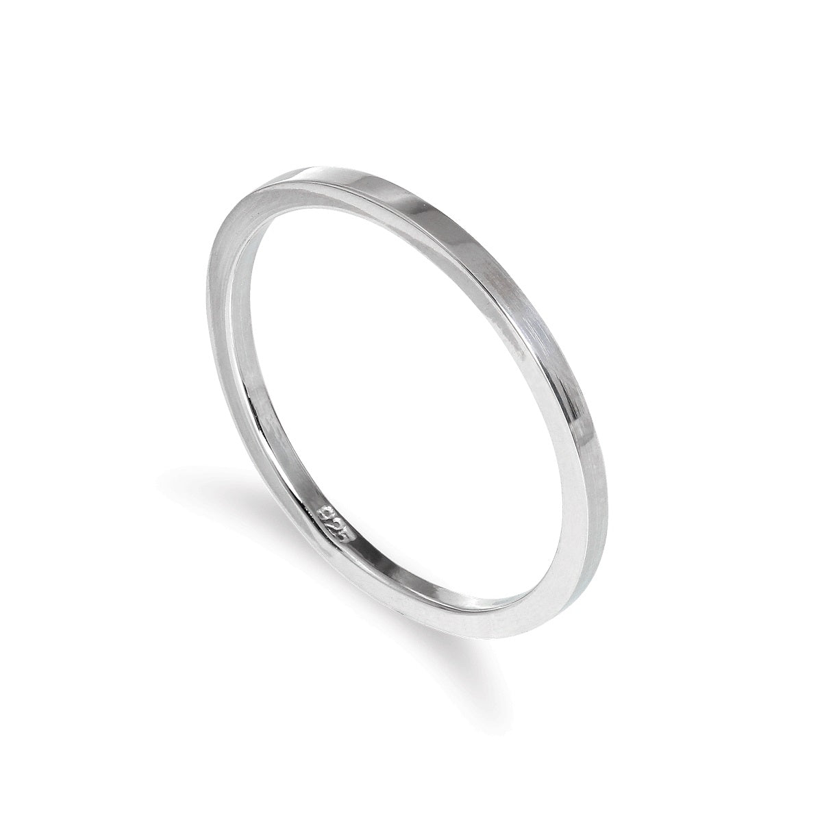 Einfacher Sterlingsilber 2 mm Stapelring – Größe I-U