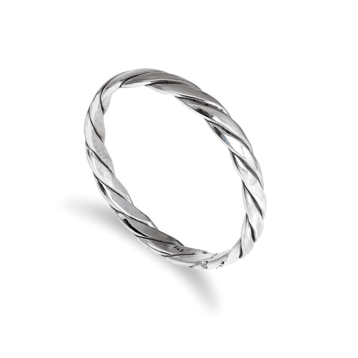 Sterlingsilber 2 mm Stapelring mit gedrehtem Muster Größe I-U