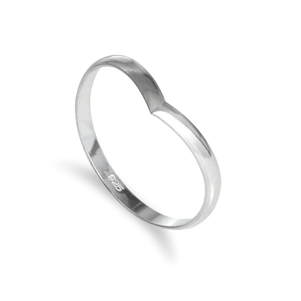 Sterlingsilber 2 mm einfacher Wishbone Stapelring Größe I-U