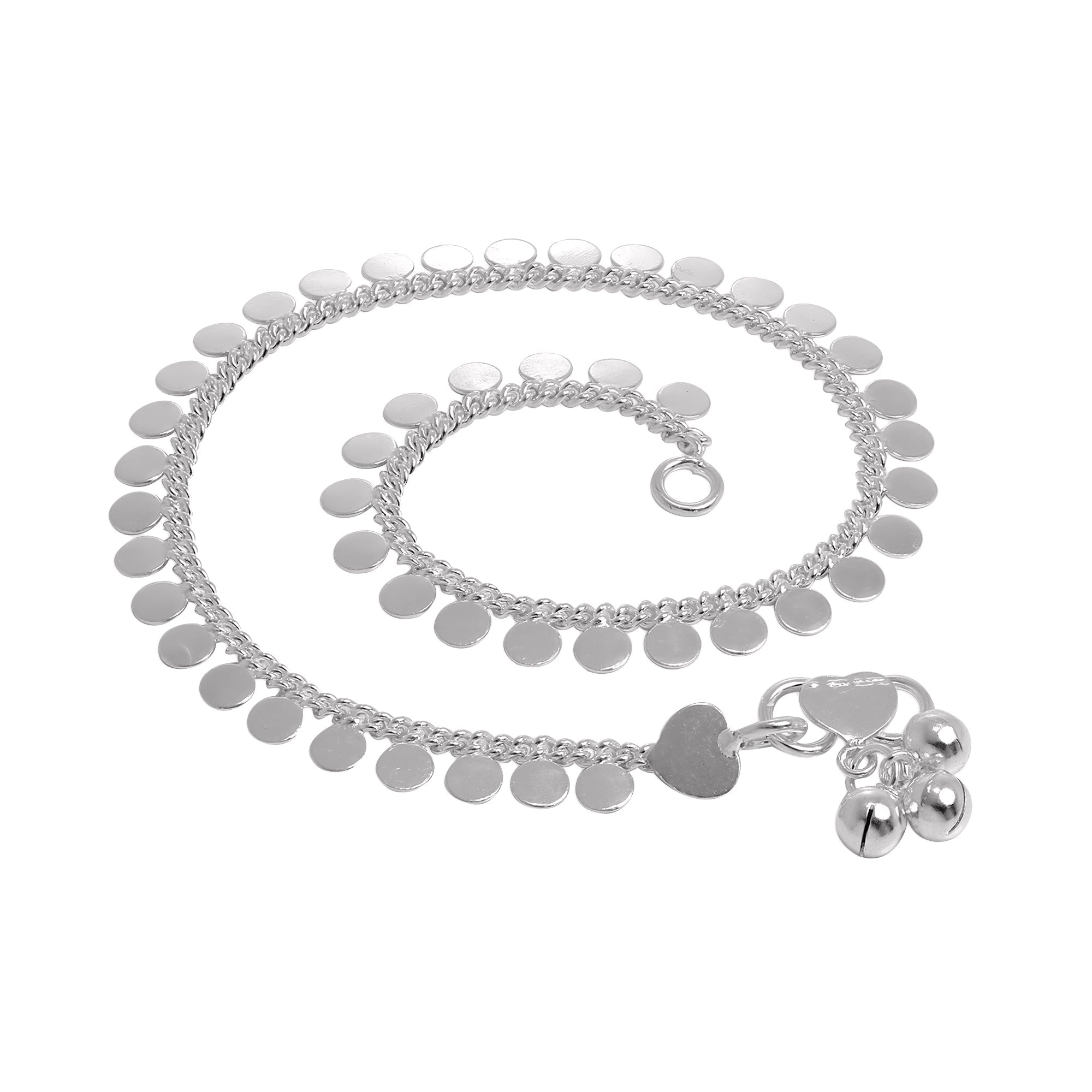 Sterlingsilber Fußkette mit Rund Scheibe Anhänger