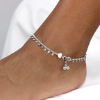 Sterlingsilber Fußkette mit winzigen Blattanhängern