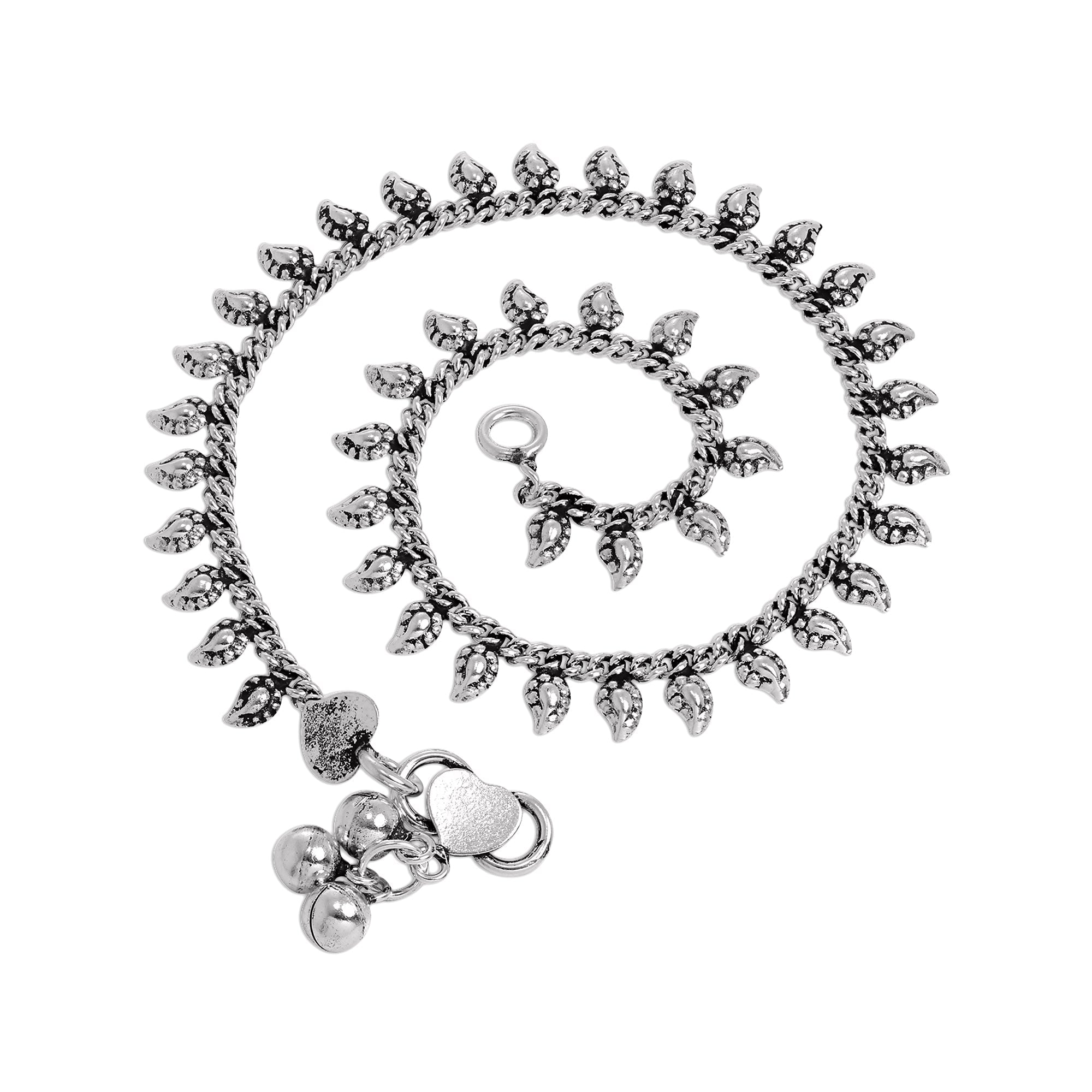 Sterlingsilber Fußkette mit winzigen Blattanhängern