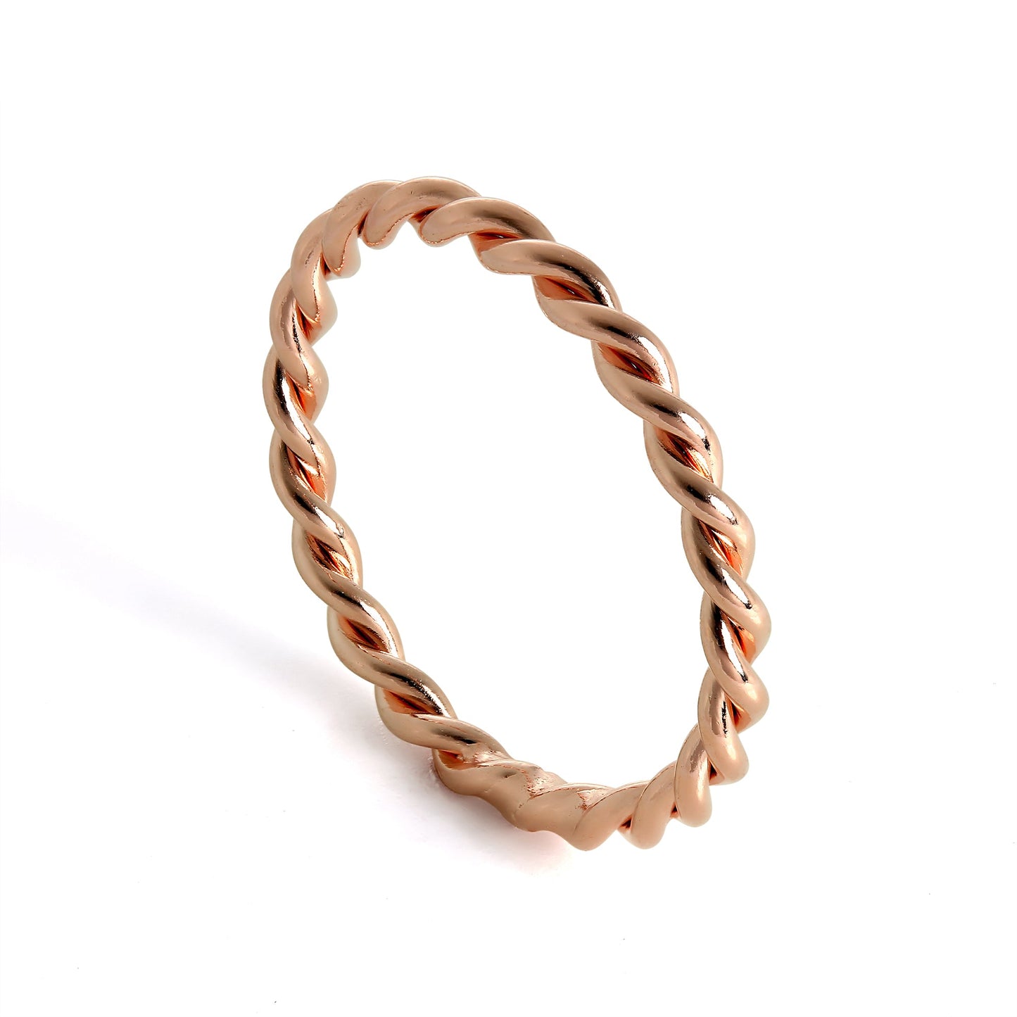 Roségoldbeschichteter Sterling Silber Twisted Rope Stapelring Größe H - X