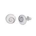 Sterlingsilber & Weiß Emaille Muschel Wirbel Ohrstecker