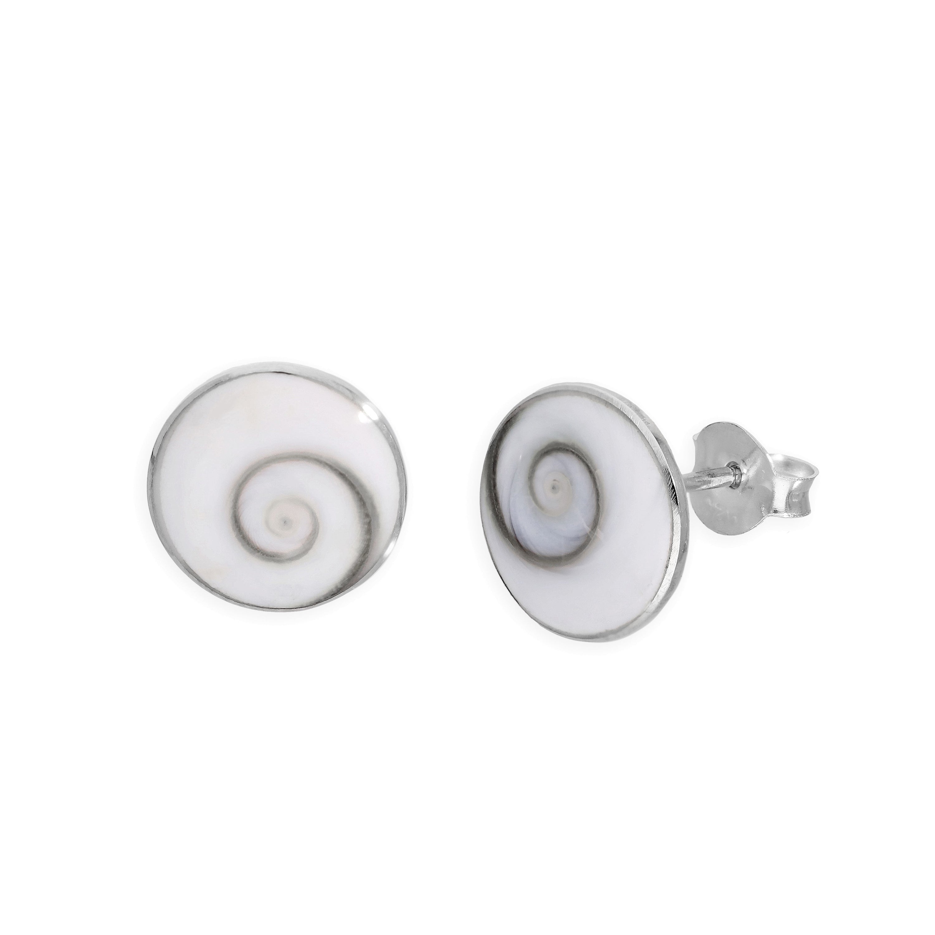 Sterlingsilber & Weiß Emaille Muschel Wirbel Ohrstecker