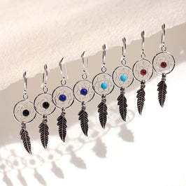 Sterlingsilber Dreamcatcher Tropfenohrringe Achat Türkis Granat Lapis