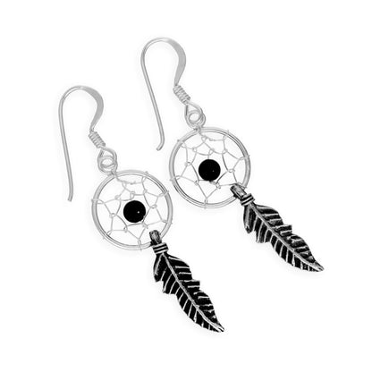 Sterling Silber Dreamcatcher Tropfenohrringe Achat Türkis Granat Lapis