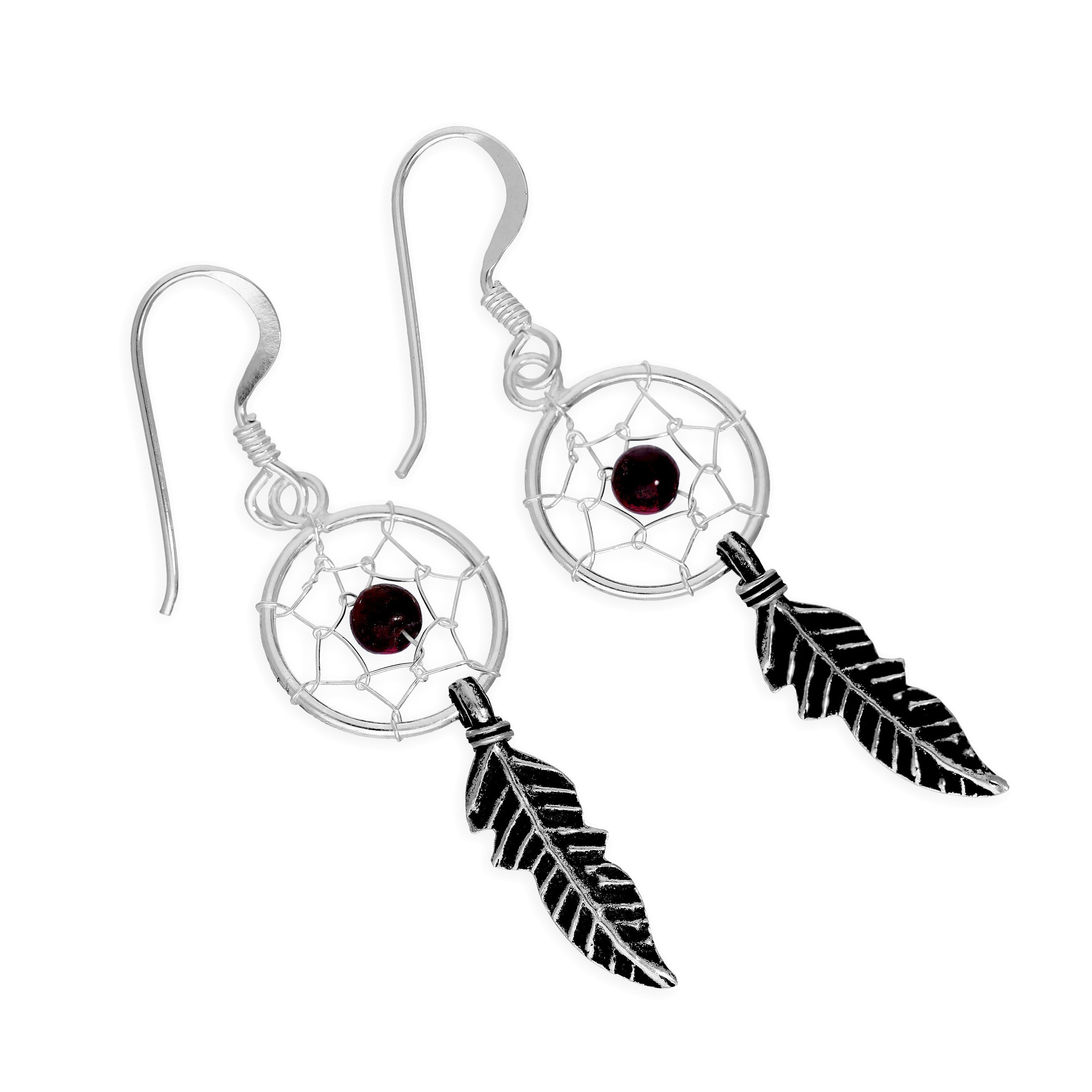 Sterlingsilber Dreamcatcher Tropfenohrringe Achat Türkis Granat Lapis