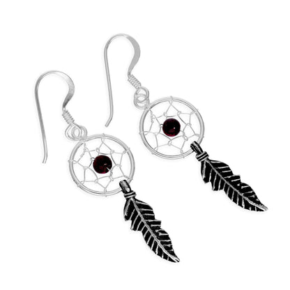 Sterling Silber Dreamcatcher Tropfenohrringe Achat Türkis Granat Lapis