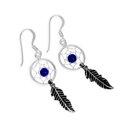 Sterling Silber Dreamcatcher Tropfenohrringe Achat Türkis Granat Lapis