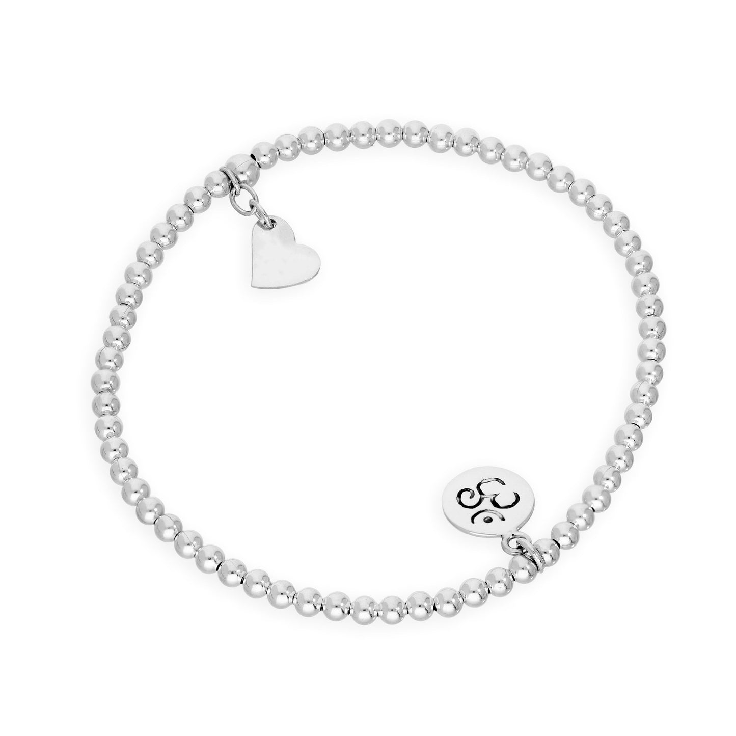 Sterlingsilber Hindu Ohm Symbol Dehnbar Kugel Armband