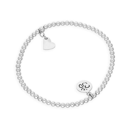 Sterlingsilber Hindu Ohm Symbol Dehnbar Kugel Armband