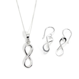 Ohrringe und Halskette aus Sterlingsilber mit Unendlichkeitssymbol