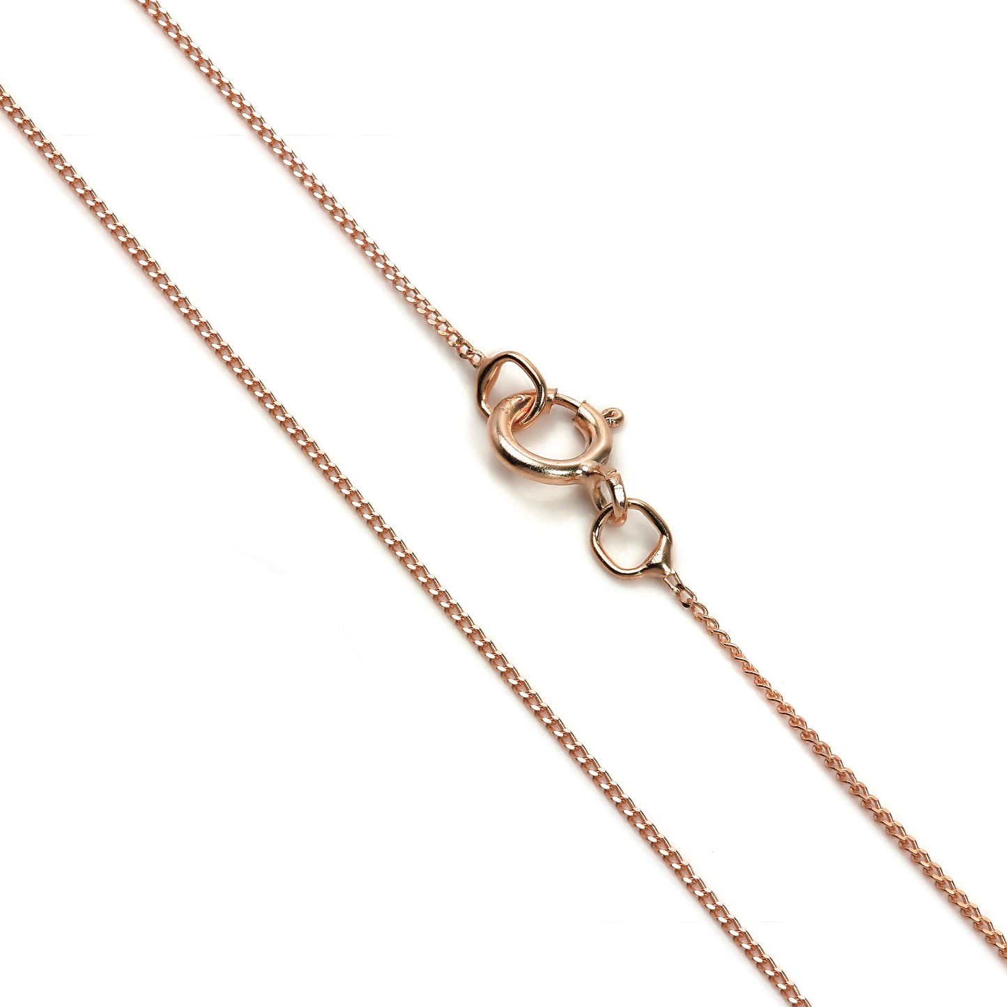 Feine 9ct Rose Gold Diamond Cut Curb Chain 16 - 18 Inches