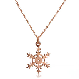 9 Karat Roségold Halskette mit Winter-Schneeflocke an Kette 16–20 Zoll