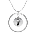 Sterlingsilber Karma Moments Anhänger mit Baby Fußabdruck Charm auf Perlenkette Halskette