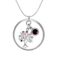 Sterlingsilber Karma Karma Momente Anhänger mit Geburtsstein CZ Anhänger an Kugelkette Halskette