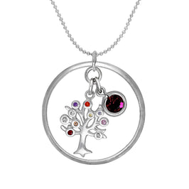 Sterlingsilber Karma Karma Momente Anhänger mit Geburtsstein CZ Anhänger an Kugelkette Halskette