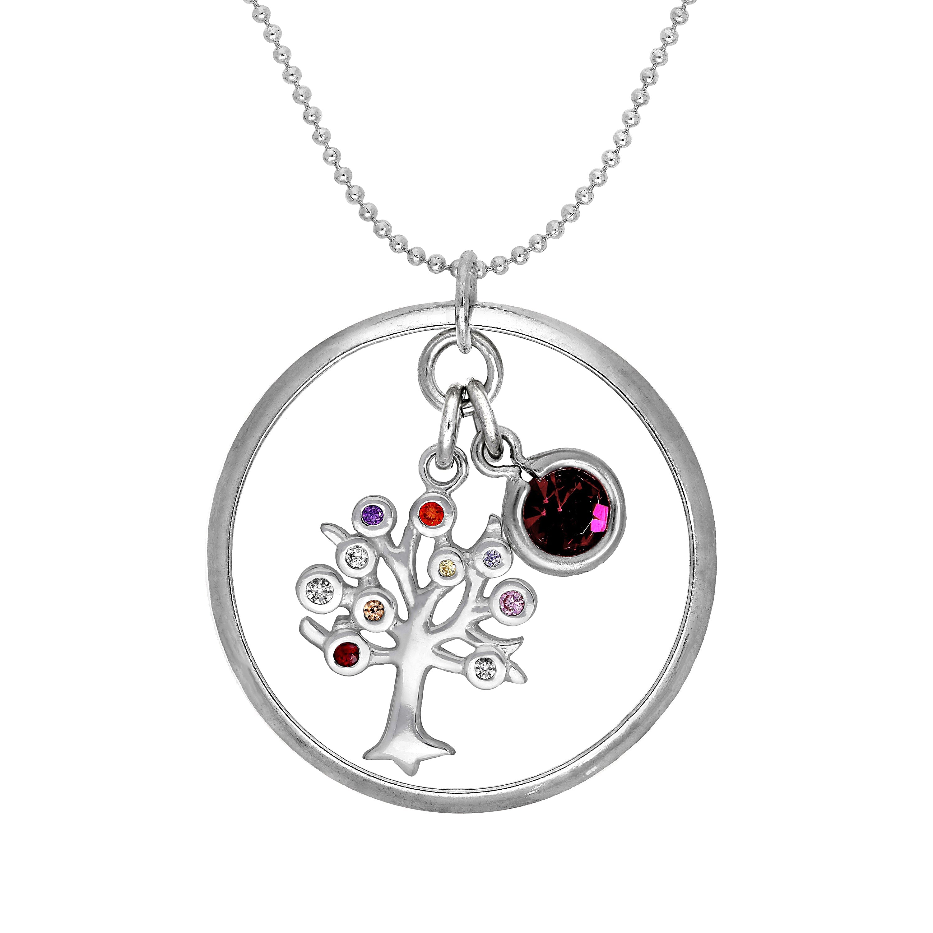 Sterlingsilber Karma Karma Momente Anhänger mit Geburtsstein CZ Anhänger an Kugelkette Halskette