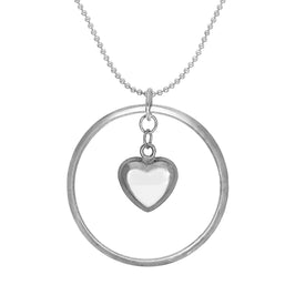 Sterlingsilber Karma Moments bauschiger Herzanhänger an einer Perlenkette