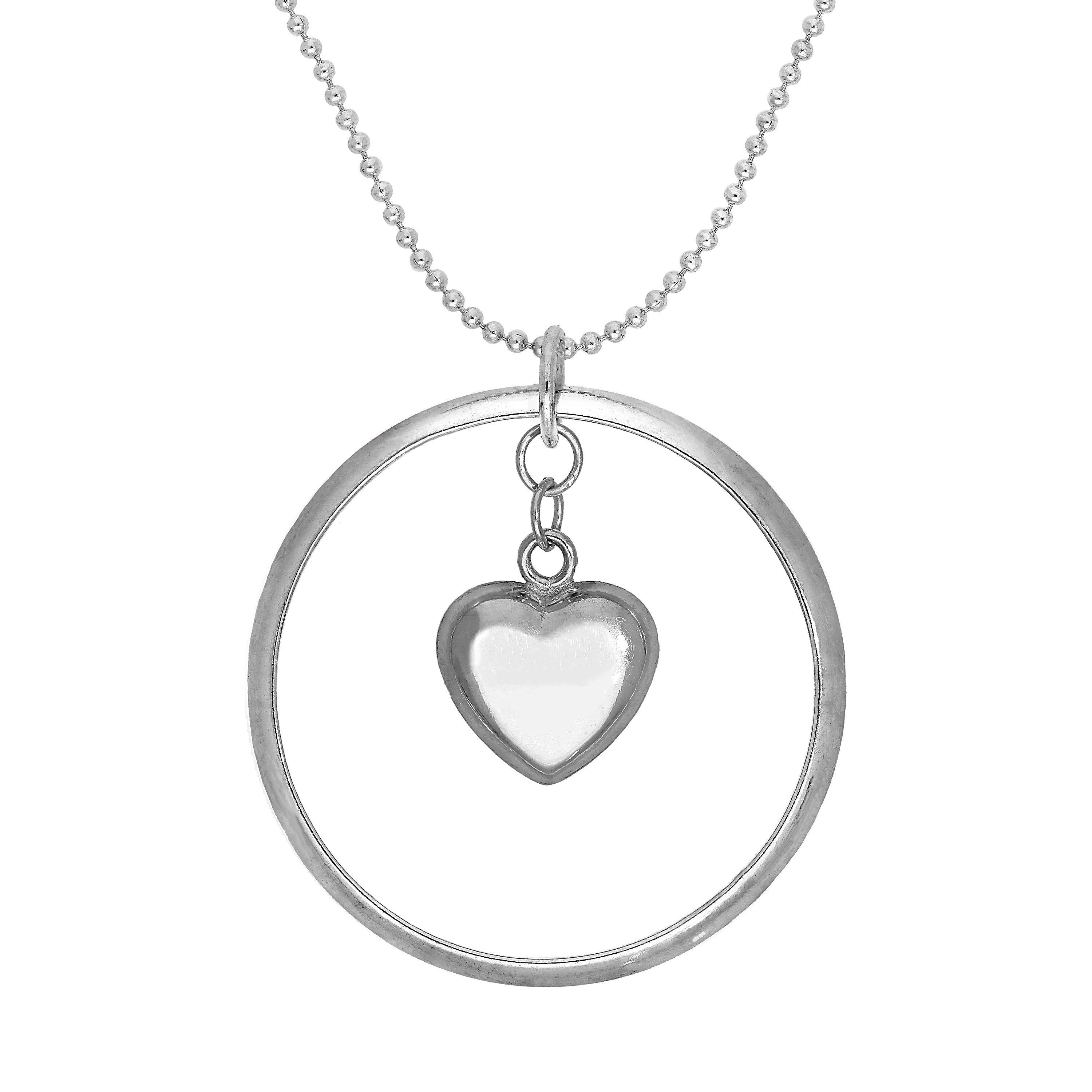 Sterlingsilber Karma Moments bauschiger Herzanhänger an einer Perlenkette