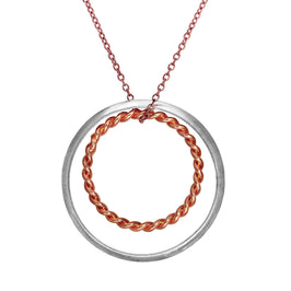 Rosévergoldet Sterlingsilber Karma Momente Gedreht Seil Anhänger an Spurenkette Halskette