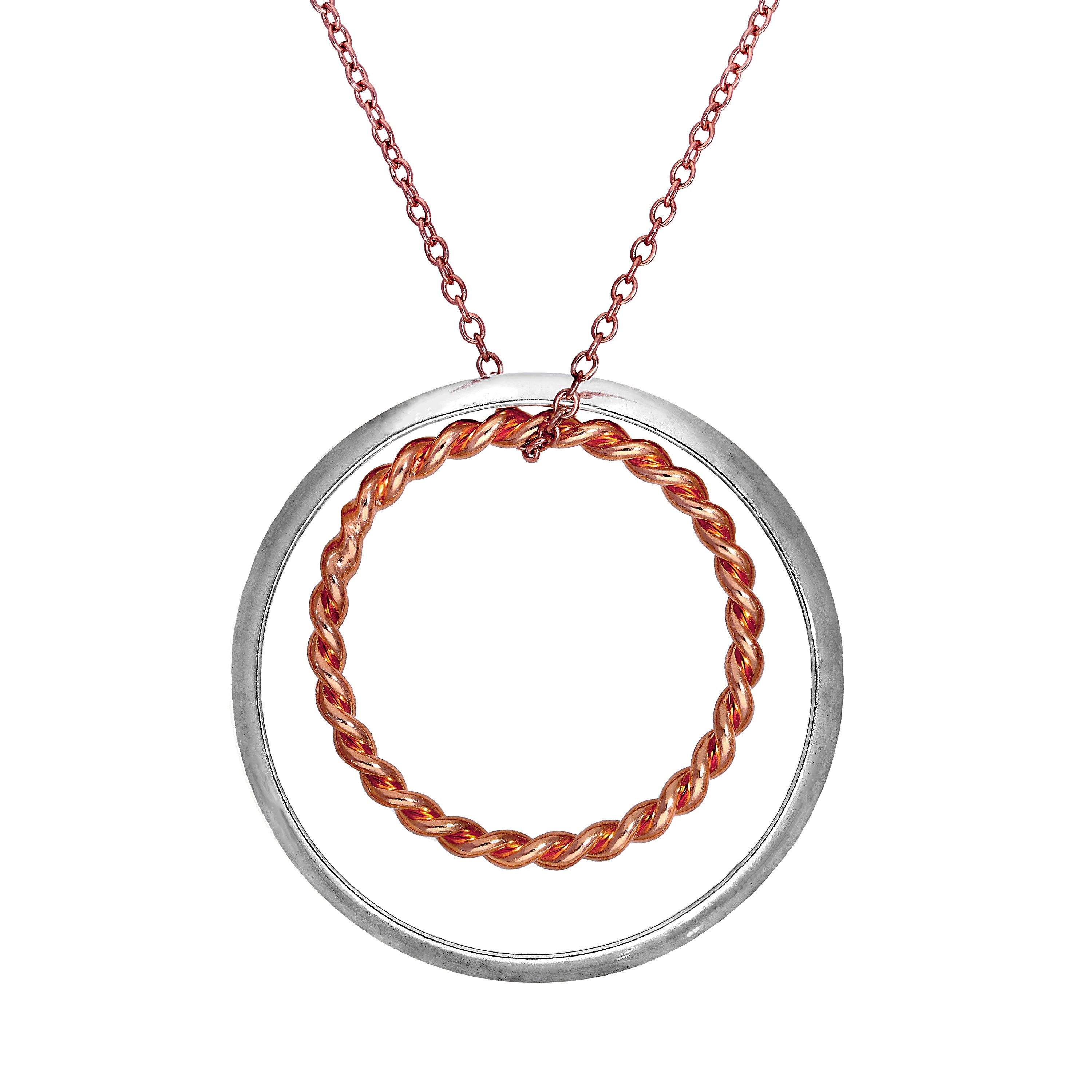 Rosévergoldet Sterlingsilber Karma Momente Gedreht Seil Anhänger an Spurenkette Halskette