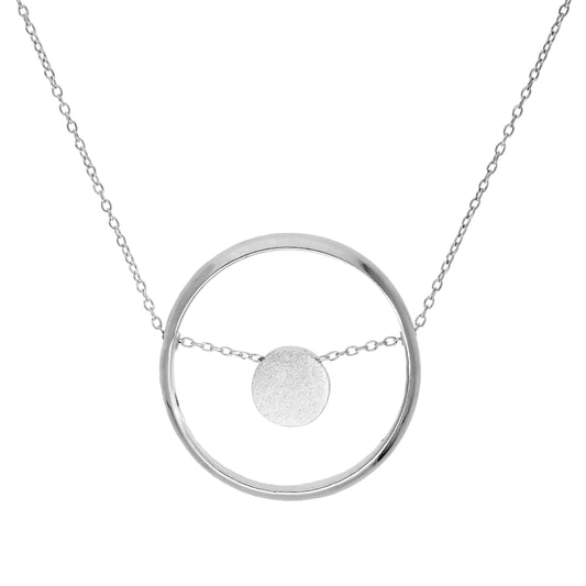 Anhänger aus Sterlingsilber mit Karma-Momente-Perle und Ring an einer Belcher-Kette, 40–56 cm
