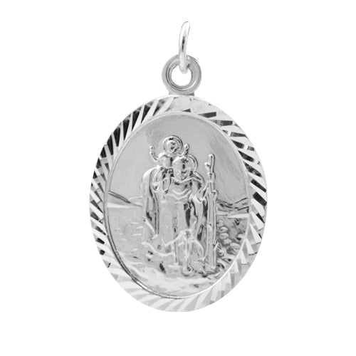 Sterlingsilber Groß Oval St. Christophorus Anhänger