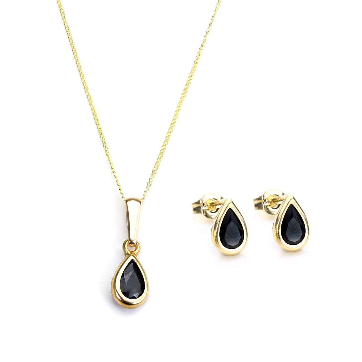 9 Karat Gold & September Geburtsstein Anhänger & Ohrstecker Satz