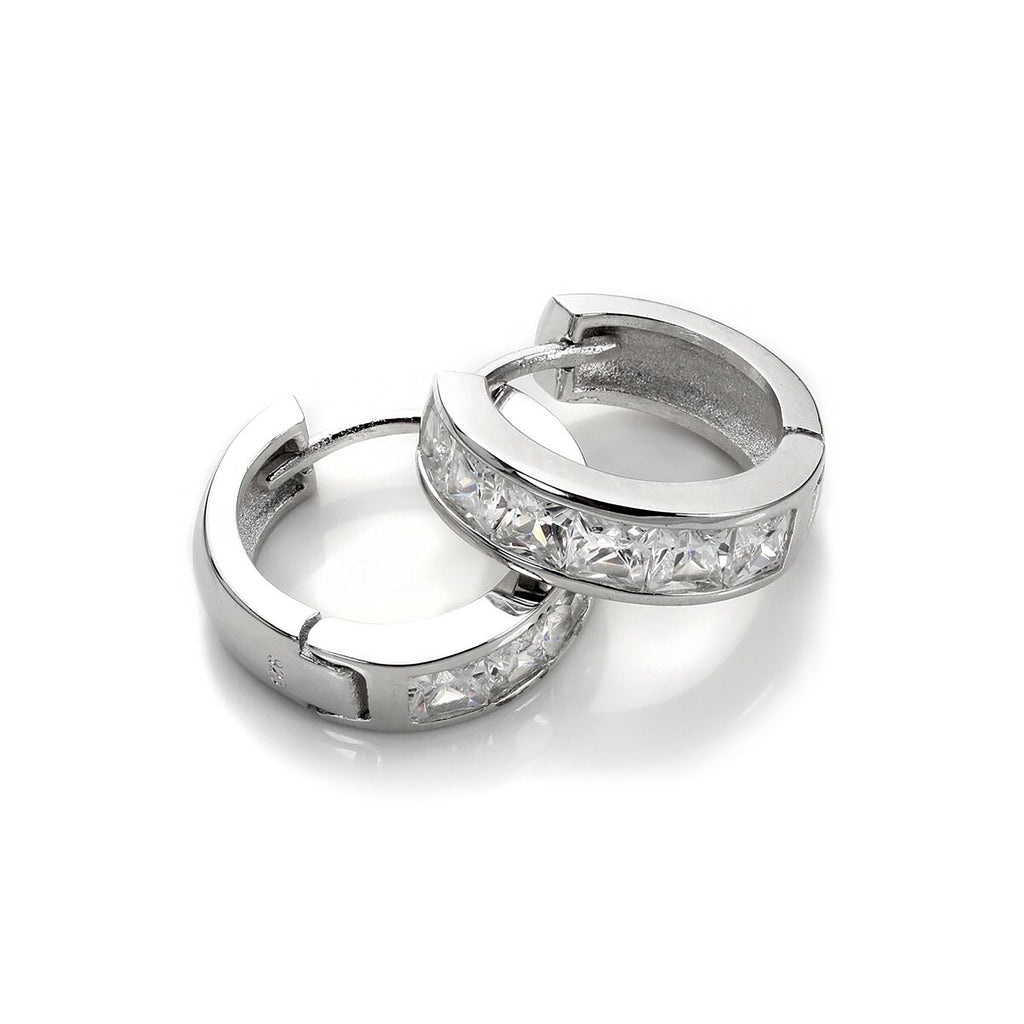 Sterlingsilber CZ Prinzessin Set Huggie Ohrringe
