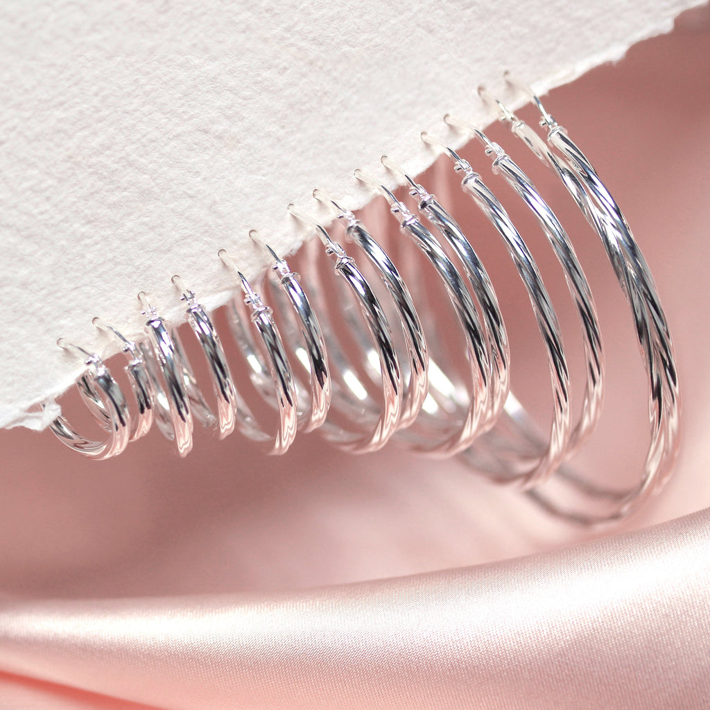 Sterlingsilber Gedrehte 2,5 mm Creolenohrringe