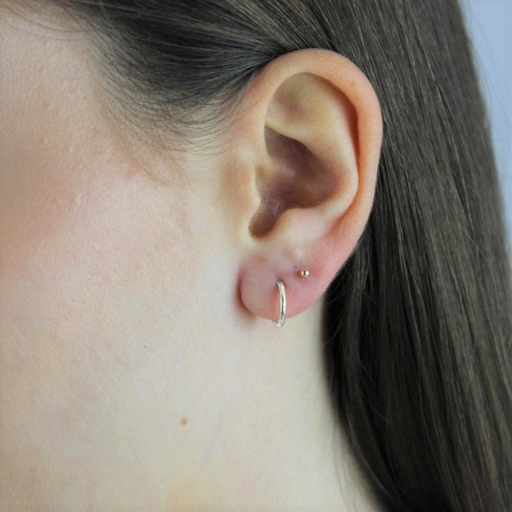 Sterlingsilber 10mm Schläfer Creolen Ohrringe Satz - Drei Farben