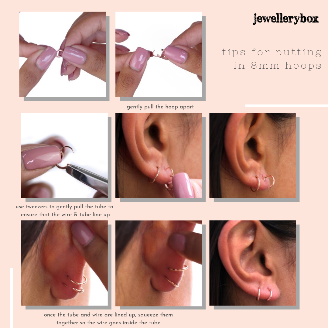 Sterlingsilber 8mm Schläfer Creolen Ohrringe Satz - Drei Farben