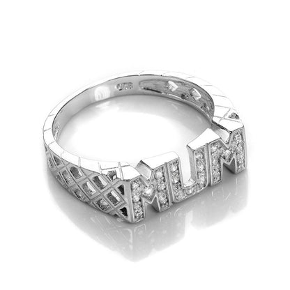 Mutter-Ring aus Sterlingsilber mit klarem Zirkonia