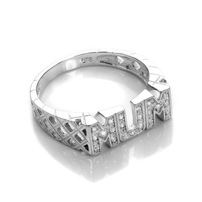 Mutter-Ring aus Sterlingsilber mit klarem Zirkonia