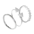 Sterlingsilber dreieckige CZ quadratische geometrische Stapelringe im Set
