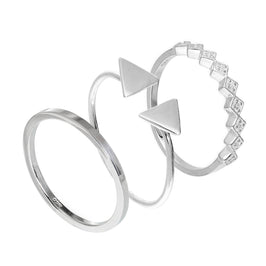 Sterlingsilber dreieckige CZ quadratische geometrische Stapelringe im Set