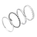 Sterlingsilber CZ Love Hearts verdrehte schlichte Stapelringe im Set