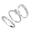 Sterlingsilber CZ-Bogen & Eternity Stapelringe Set