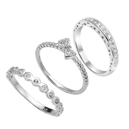 Sterlingsilber CZ-Bogen & Eternity Stapelringe Set