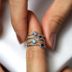 Sterlingsilber lila & blaue verdrehte CZ Stapelringe Set